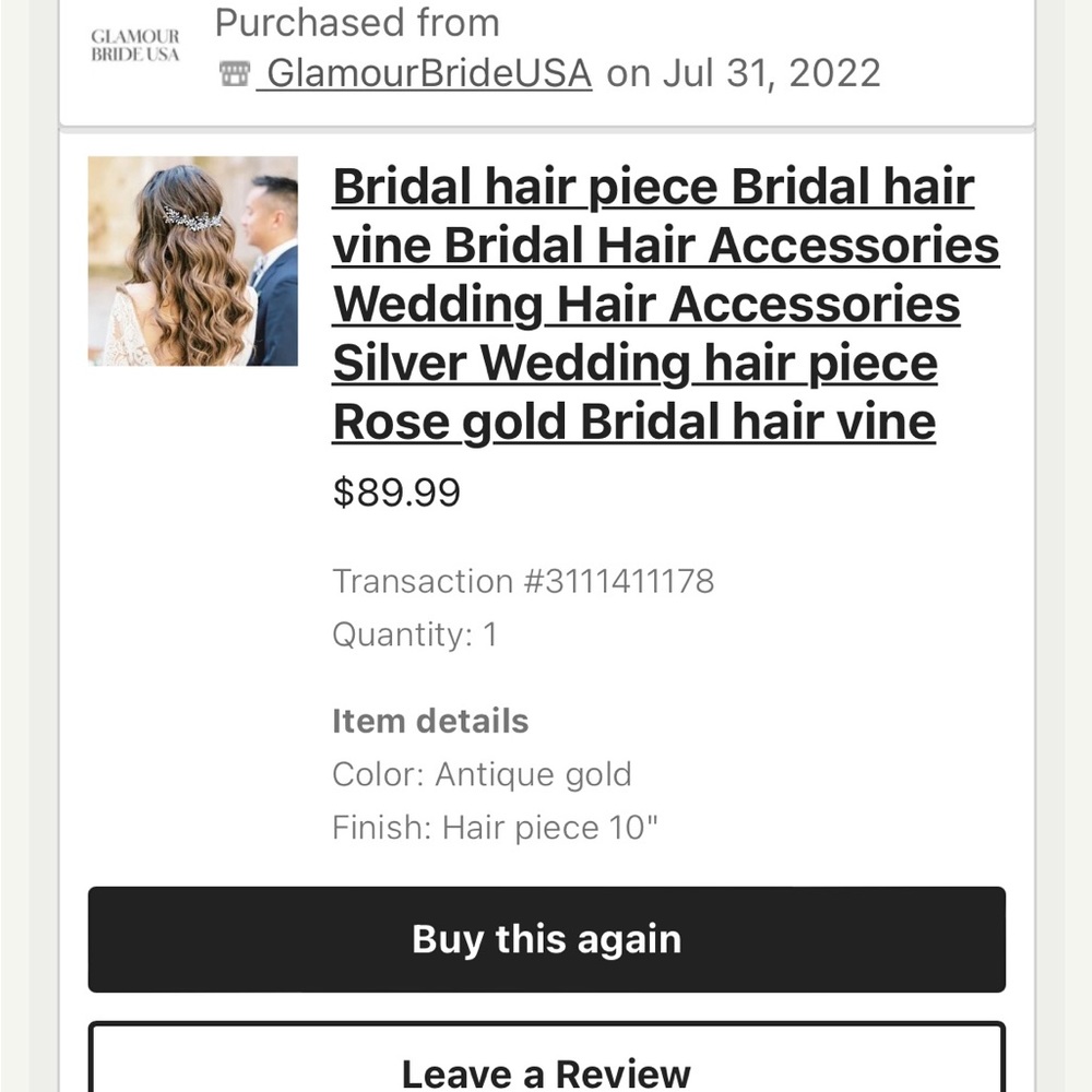 Bridal hairpiece